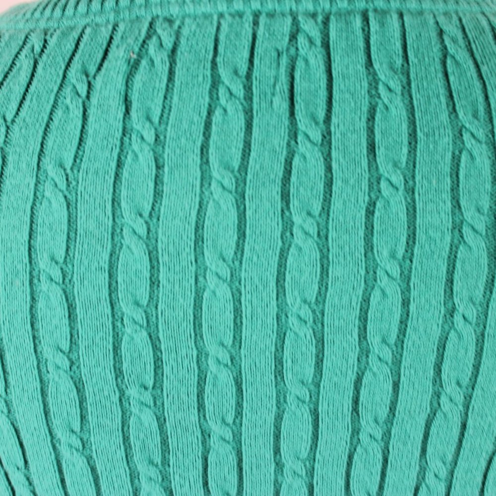 CARIBBEAN JOE Knitted Sweater Woman Sizer XL Green Cable Knit Long Sleeve V Neck - Picture 7 of 10